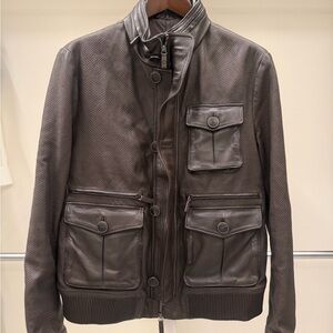 Men's Giorgio Armani Espresso Brown Leather Jacket